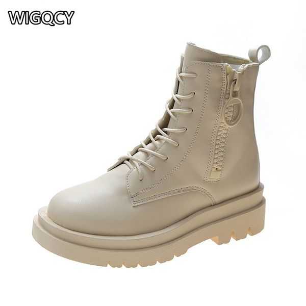 

2020 autumn winter new boots women's short boots fashion white shoes warm thick bottom inner increase women's shoes d1684, Black