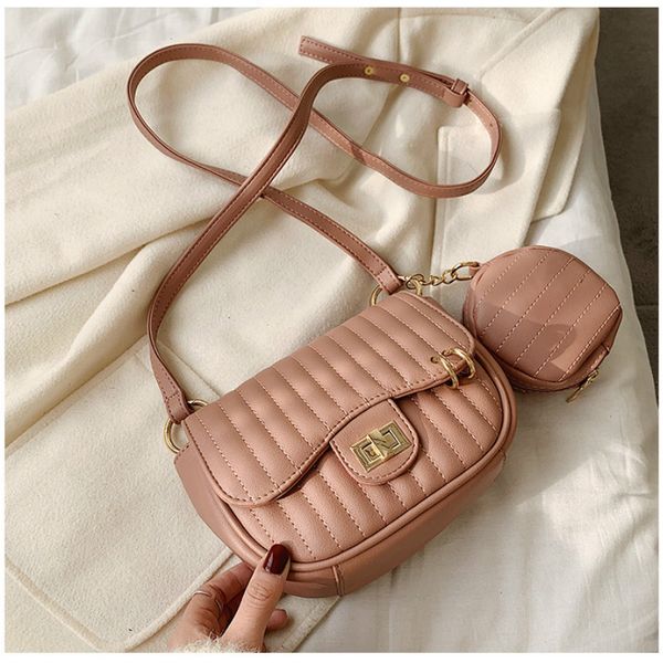 

women handbag and purse 2020 new fashion messenger bag women's simple brand designer quilted stitch lock shoulder crossbody bag