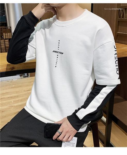 

pullover letters sweatshirts mens long sleeve clothes mens fashion harajuku contrast color hoodies designer o neck, Black
