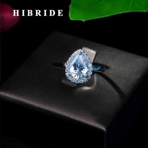

hibride big water drop cubic zirconia stone adjustable open ring for women party evening jewelry r-10, Golden;silver