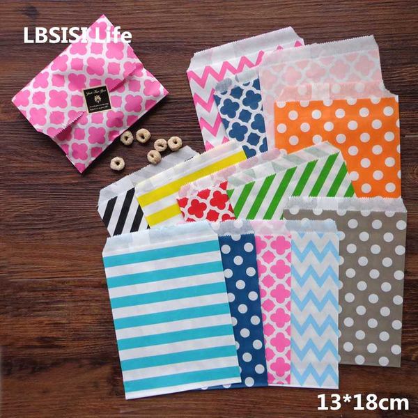 

lbsisi life 100pcs colorful paper bag cookie candy gift bags packing wedding party favor treat paper bags