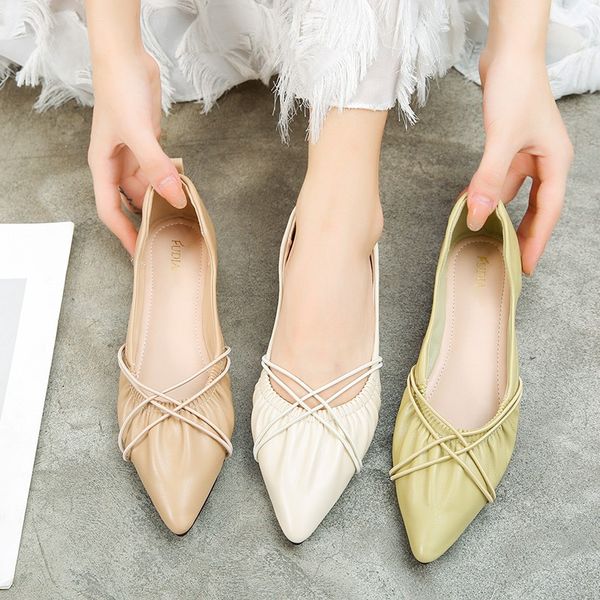 

summer 2020 new wild sweet pointed flat heel soft sole shallow mouth single shoes female fairy style gentle flat shoes x412, Black
