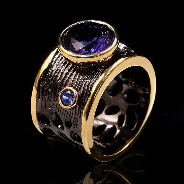 

cluster rings moonrocy black purple gothic style crystal party ring vintage insect for women female gift drop jewelry wholesale, Golden;silver