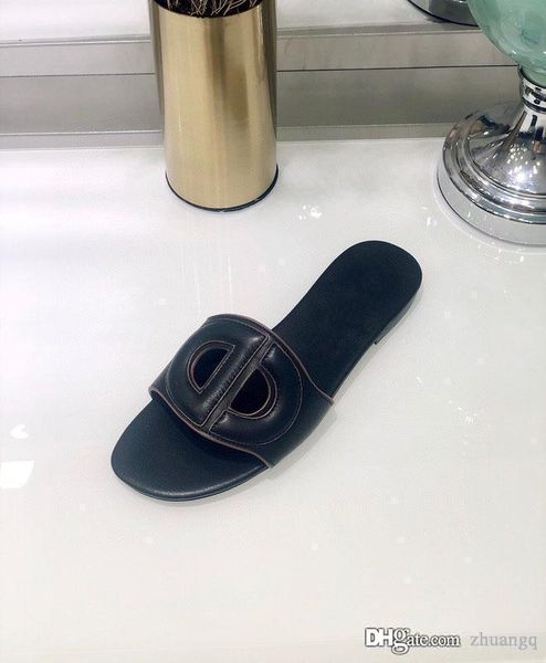 

new summer slides d club mules beach indoor flat shoes fashion women black camel blue denim white calfskin slippers casual sandals