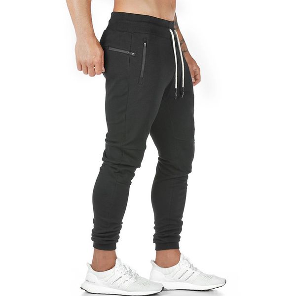 

2020 new jogging pants men's zip pocket joggers fitness gym training pants sportswear sports running workout athletic sweatpants, Black;blue