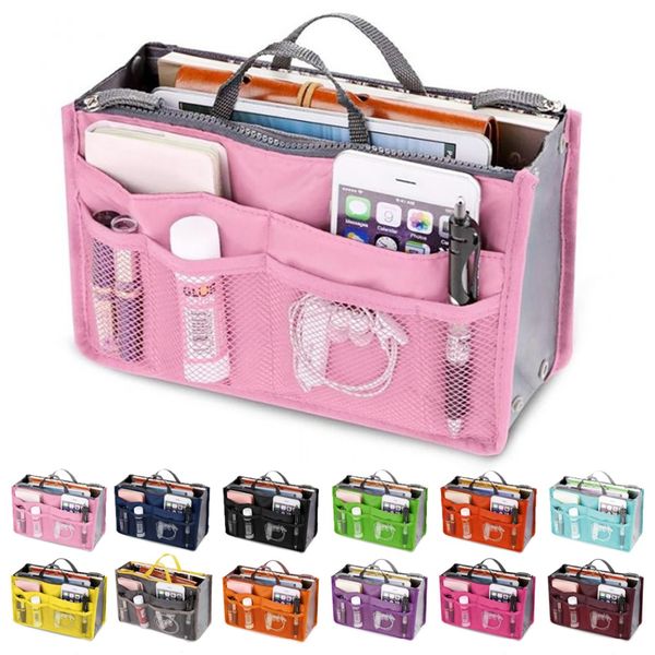 

designer bags organizer insert bag women nylon travel insert organizer handbag purse large liner lady makeup cosmetic bag cheap, Blue;pink