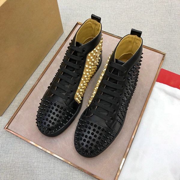 

women sneakers booties casual platform outdoor shoes red bottom heel boots shoes with rivets speed trainers bottines stiefel, Black