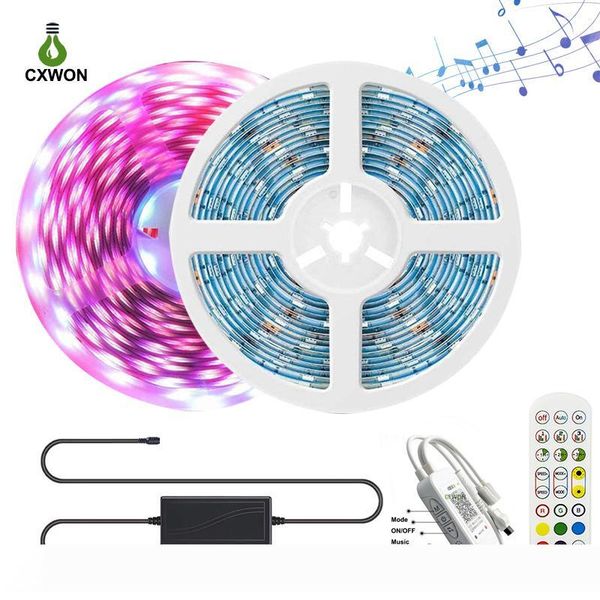 

dc12v 5050 rgb led strip set 30leds m 16.4ft 32.8ft + power supply + bluetooth music 24 keys remote