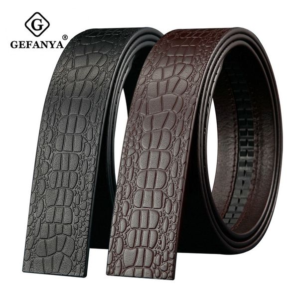 

gefanya brand men genuine leather belt automatic belt without buckle belts for men body strap quality fashion male belts 3.5cm, Black;brown