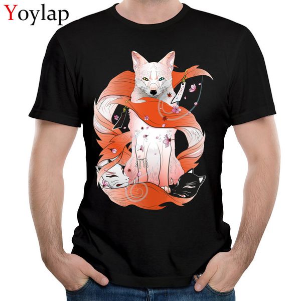 

chic red kitsune t shirt naruto t-shirt men tshirt summer japan anime tees mens clothing black color hip hop streetwear