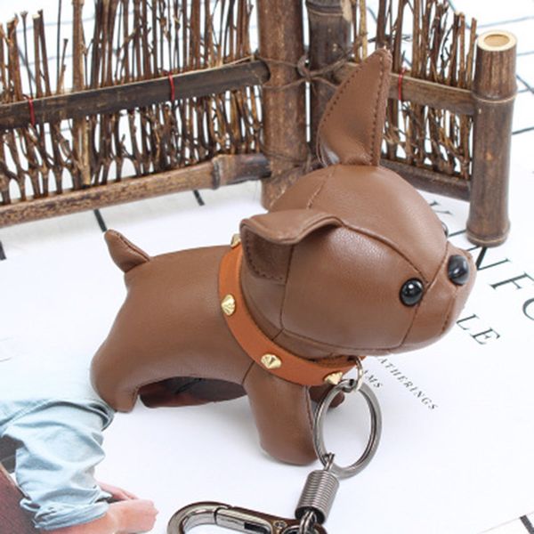 

fashion bulldog key chain high-quality pendant pu leather accessories car key chain pendant bag chains punk style ins keychain