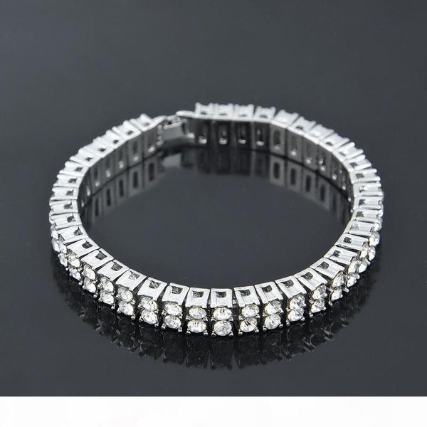 

iced out цепь браслет для mens hip hop алмазные теннис браслеты ювелирные изделия золочение двухрядные горный хрусталь браслет, Black