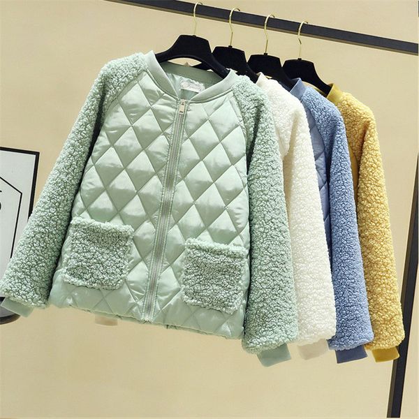 

короткий хлопок куртка женщины осени зима овечьей сращивания парк плюс размера свободных теплый верхней одежды женщин хлопка мягких курток 3, Black