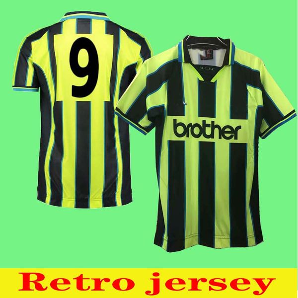 

1998 1999 retro clássico sterling de bruyne kun aguero 98 99 manchester camisa cidade camisa de futebol de casa equipamento alternativo conj, Black;yellow