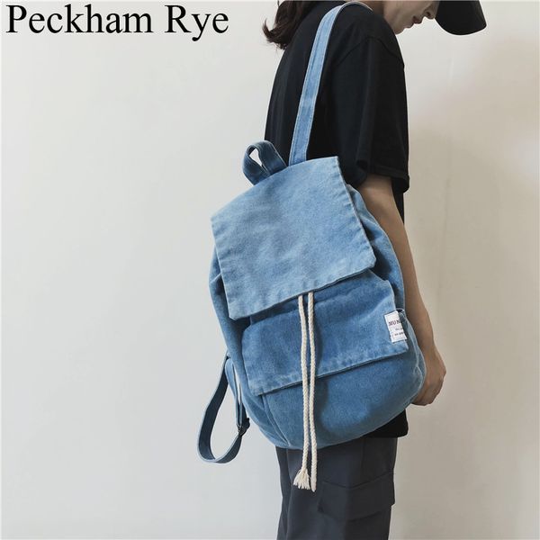 

denim backpack women men large capacity shoulder bag travel backpack casual jeans bagpack school bags designer mochila feminina
