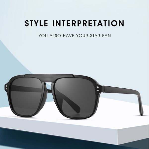 

aoze 2020 cool fashion square style pilot hue sunglasses two points men brand design vintage sunglasses uv, White;black