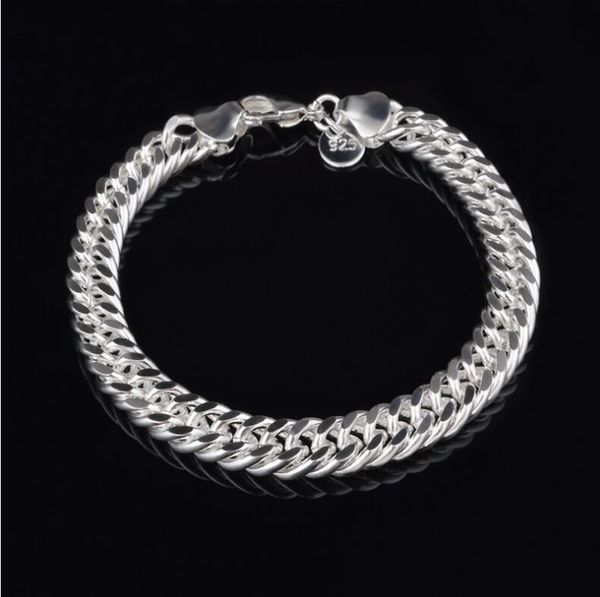 

men 8mm figaro bracelet bracelets sterling chain design new silver fashion 10mm 925 jewelry bdehome jwikg, Black