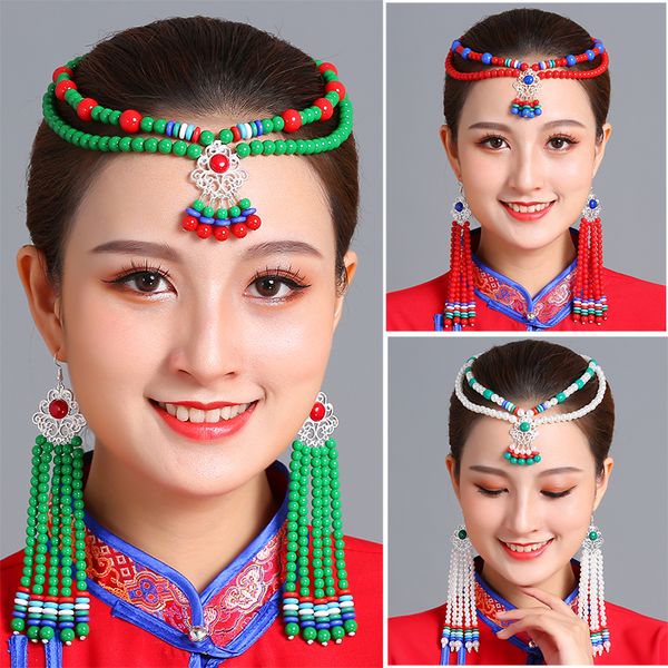 Etnik stil kadın parti headdress güzel Moğol şapkaya düğün gelin prenses Takı Cosplay kostüm aksesuarları dans