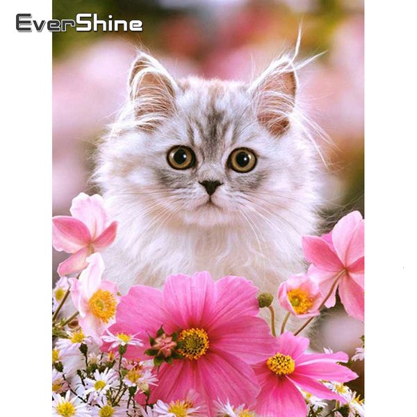 

wall art diamond painting animal cross stitch cat full square diamond embroidery flowers picture of rhinestones home decoration
