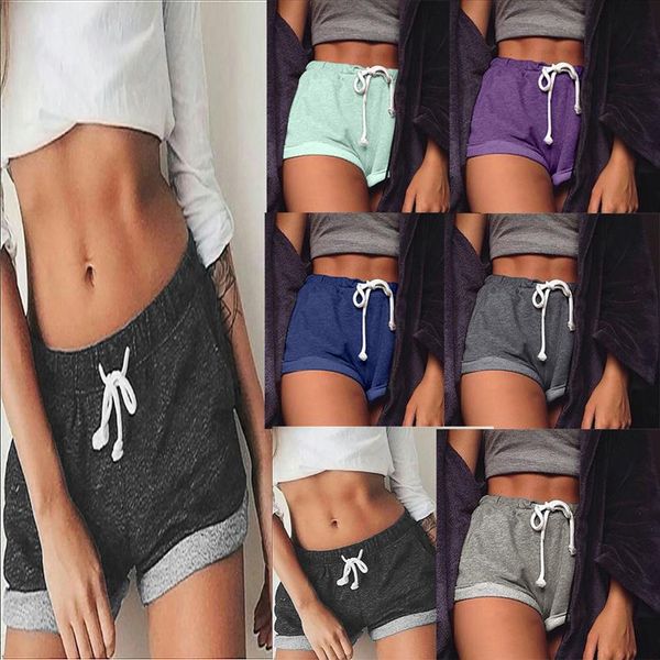 

women shorts summer solid causal home skinny short fitness casual loose fashion j18, White;black