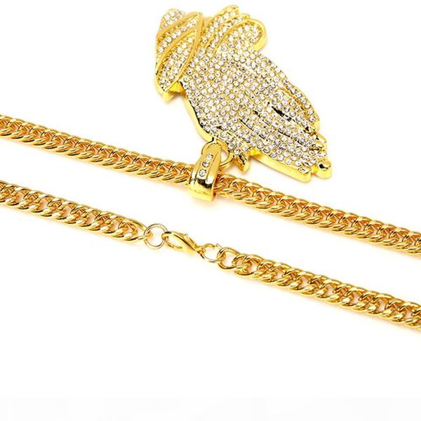 

micro cz 18k yellow gold filled hip hop mens iced out pendant necklace, Silver
