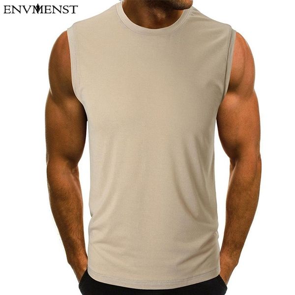 

envmenst men tank summer fashion male vest sleeveless solid color running fitness leisure vest mens clothing