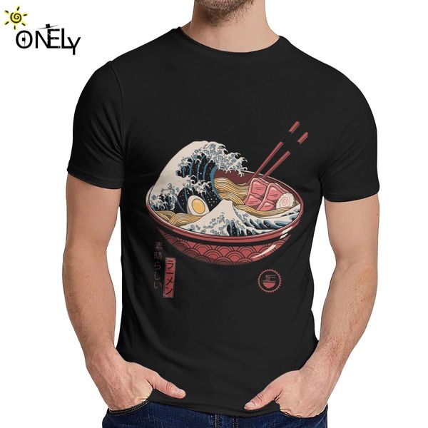 

for man t-shirt great ramen wave noodles the great wave of kanagawa good cotton round neck vintage t shirt