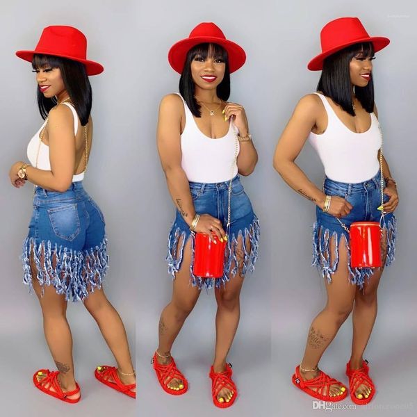 

tassel jeans high waist jeans fashion designer vintage shorts jeans female skinny pants summer women short, Blue