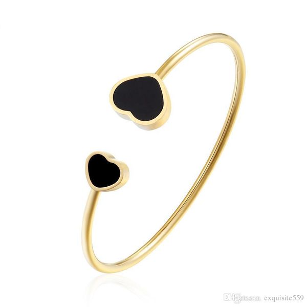 

cuff bangles stainless steel jewelry bracelet heart shape fashion jewelry bracelet bangle & for women, Black