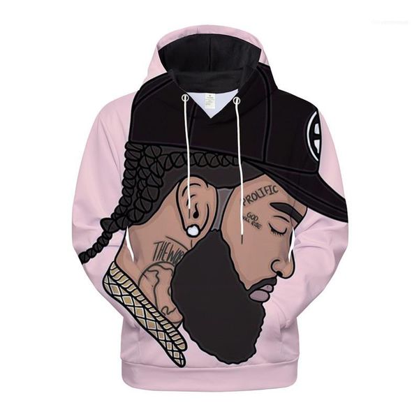 

casual hoodies designer mens hoodies with nipsey hussle 3d print homme clothes fashion spring and autumn, Black