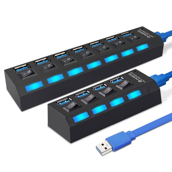 

usb 3.0 hub multiple usb splitter 4/7 ports expander hab splitters with switch high speed hub 3.0 for pc computer accessories