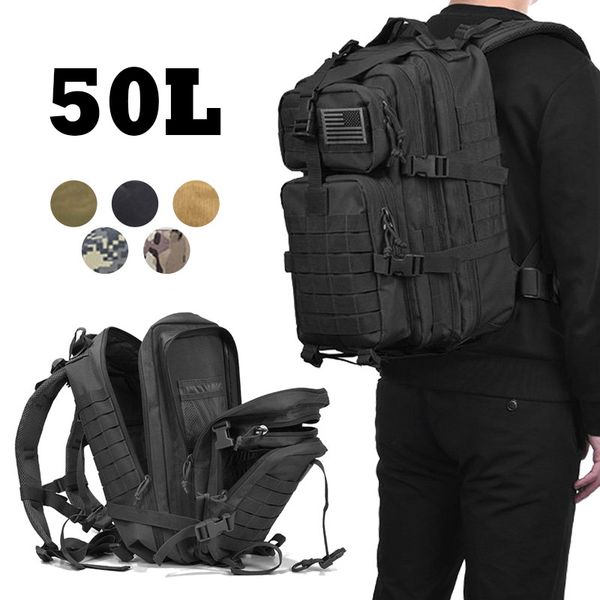 

50l мужчины большой емкости army tactical рюкзак 3p softback открытый водонепроницаемый рюкзак спорт туризм отдых охота сумка