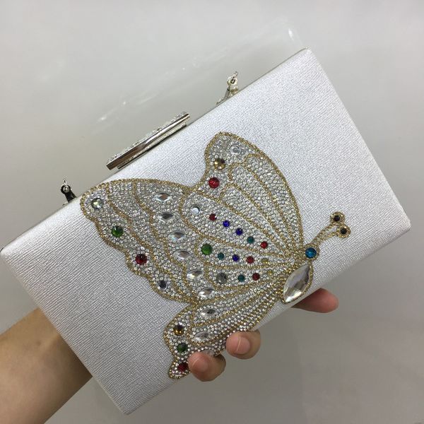 

ladies white clutch bag women evening party purse fashion rhinestone gemstone ladies shoulder messenger handbags mini bags