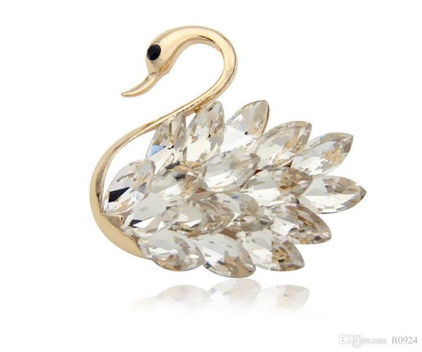 

women's new designer high-grade alloy elegant crystal swan brooch cute animal brooch pin fashion accessories for women's clothing, Gray