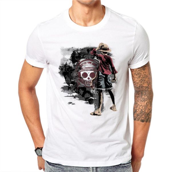 

cotton anime men t-shirt funny luffy t shirts clothing one piece tee shirt white o-neck printed tshirt short sleeve white top
