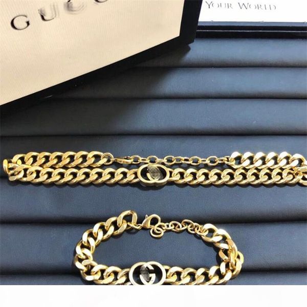 

vintage letter women bracelets ins fashion hollow chain necklaces trendy personality charm female bracelet jewelry, Golden;silver