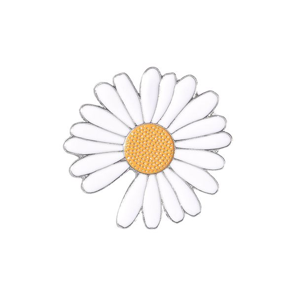 

small fresh woman daisy white enamal brooch pins romantic flower clothes accessories jewelry bag badge for friends gifts, Gray