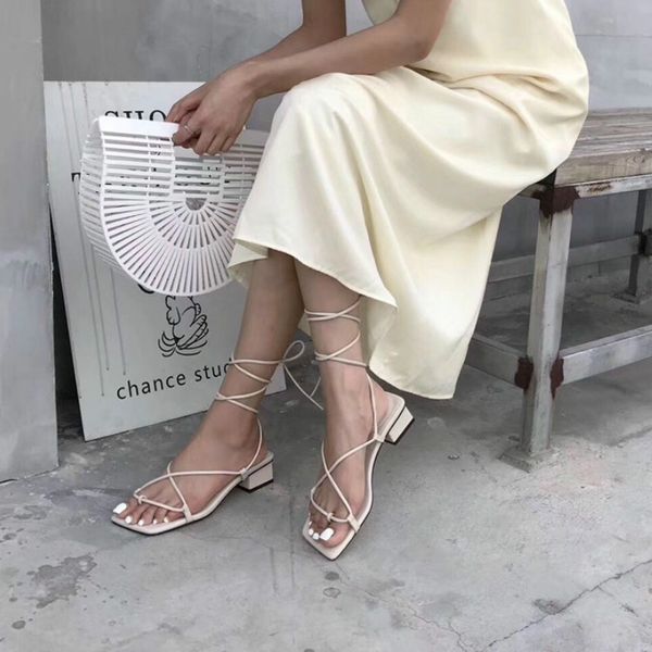 

new fashion women sandals low heel lace up sandal back strap summer shoes gladiator casual sandal narrow band zapatos mujer shoe, Black