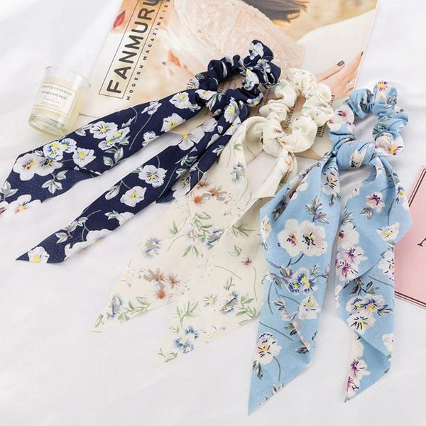 

hair accessories ins floral print ribbons cute scarf for women girls elastic bands fashion scrunchie ornament