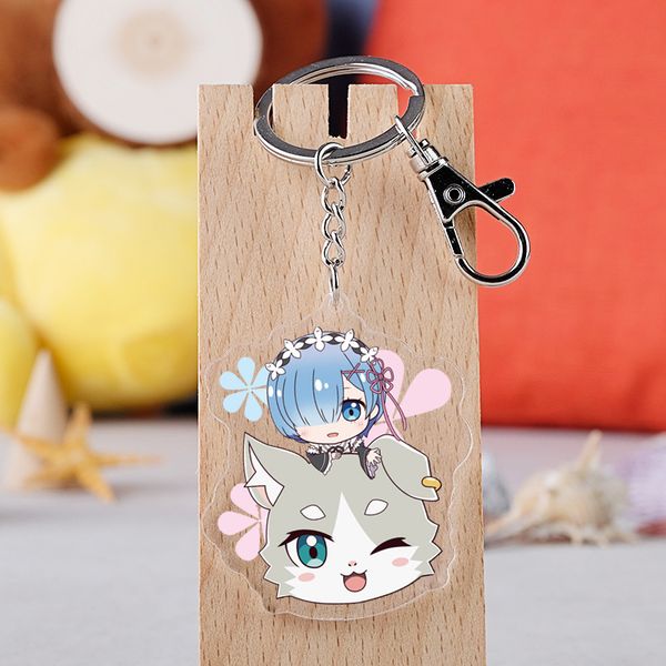 

ram rem zero fashion anime acrylic key chains cartoon keyring keychain pendant toys keyholder birthday gifts new, Silver