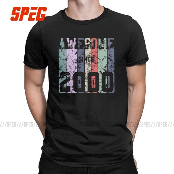 

men's awesome since 2000 t shirts 20 years old 20th birthday gift cotton clothes novelty short sleeve tee party t-shirt