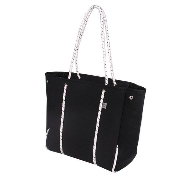 

large capacity neoprene shoulder bag casual tote summer beach shopping handbag l9be