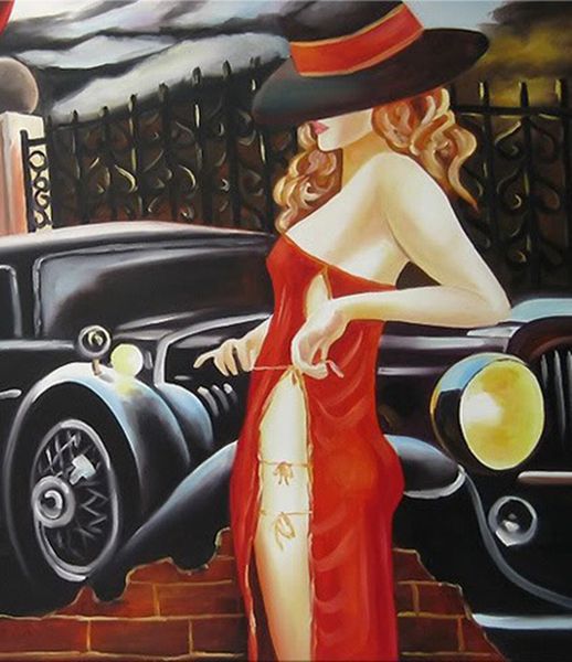 

красивая шляпа девушка декор дома ремесла / hd печати картины маслом на холсте wall art picture b065