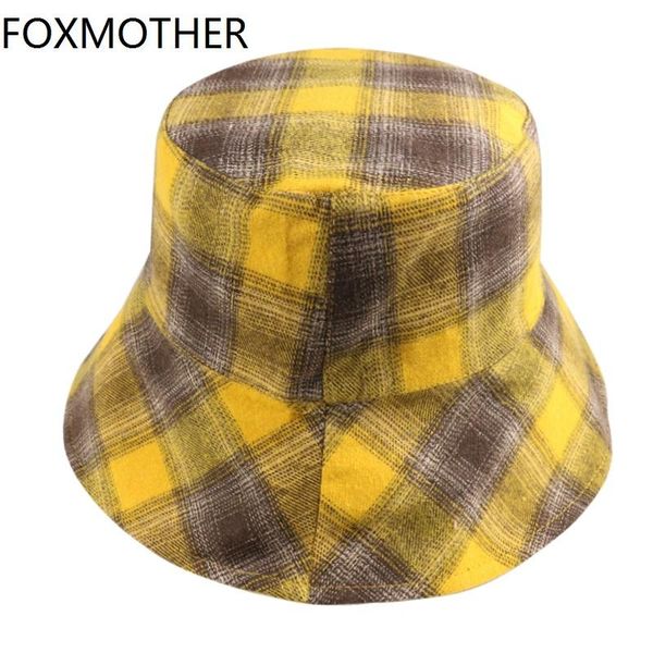 

plaid 2020 women foxmother hop hats ladies sun outdoor fashion new beach floppy bucket summer hip hat reego zhjoutdoorsport, Black;white