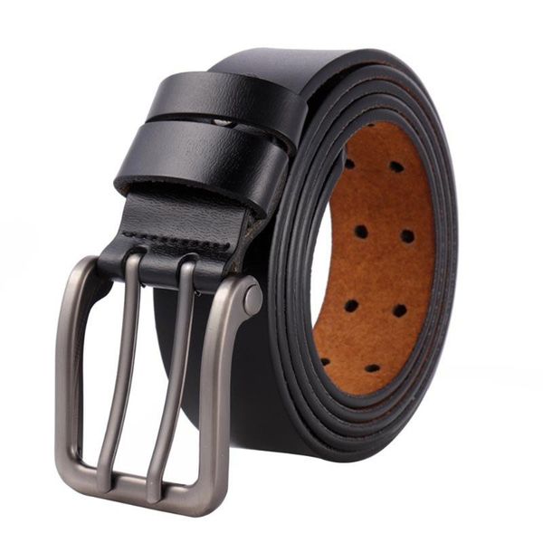 

мужчины удлиняет повседневный пояс двойной иглы пряжки pin girdle большой размер кожаный ремешок бизнес, Black;brown