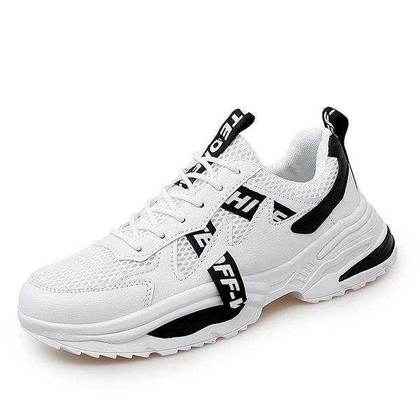 

casual shoes men sneakers lace-up mesh shoes for men breathable comfortable fashion flat tide non-slip sale, Black