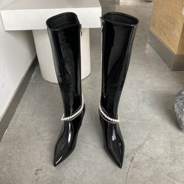 

pointy boot lady boots booties woman 2020 high heels brand women's shoes zipper boots-women pointe ladies stiletto fashion, Black