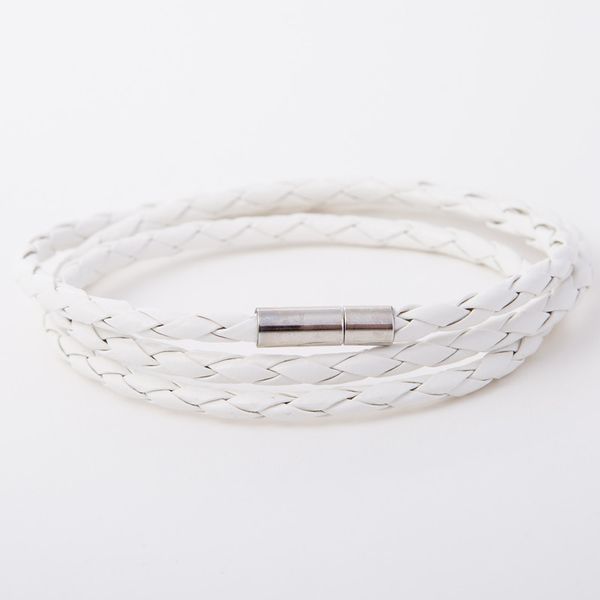 

charm bracelets white blue woven bracelet couple magnetic clasp men women braided leather steel rope unisex, Golden;silver