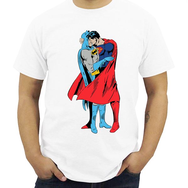 

new summer batman superman kiss gay pride lgbt justice league men women t-shirt funny short sleeve casual streetwear