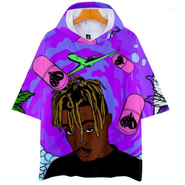 

короткие рукава мода hiphop рэпер 3d printed casual tees мужской одежды new juice wrld мужские дизайнерские tshirts, White;black